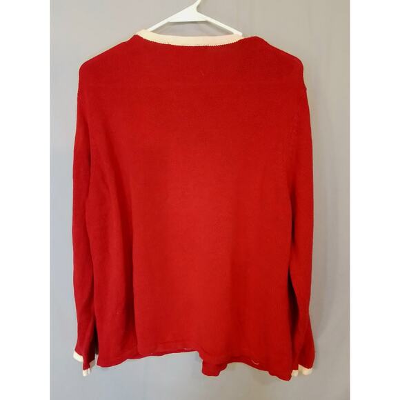Tiara International;  Red Christmas vintage sweater - Picture 5 of 8